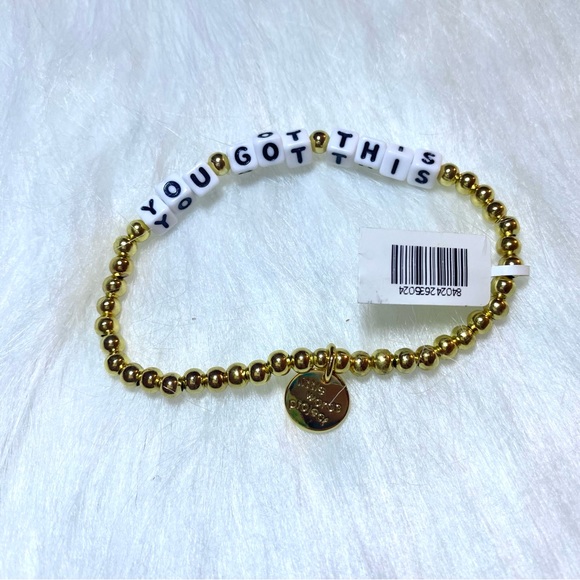 NWT Little Words Project 14k Gold Waterproof ‘You Got This’ Beaded Bracelet S/M - Picture 8 of 16
